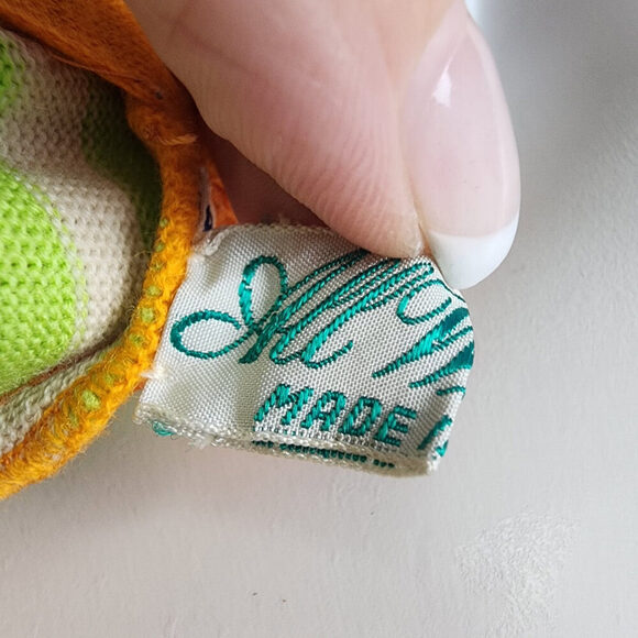 Vintage Lucia Made In Italy Green & Orange Knit Mini Dress Size S - Picture 10 of 12